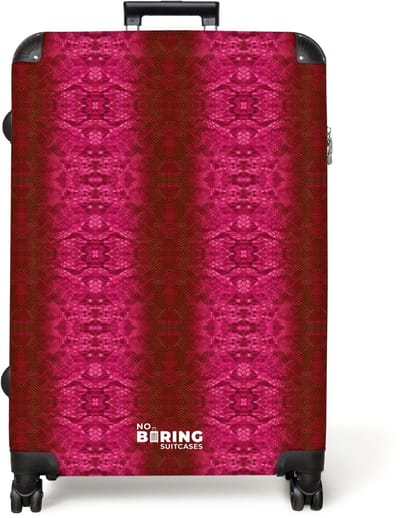 NoBoringSuitcases.com® - Koffer groot - Reiskoffer lichtgewicht - Felroze slangenhuid met symmetrische schubstructuur - Rolkoffer met 4 wielen - Grote trolley XL - 98 liter bagage