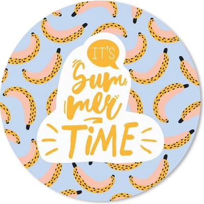Muismat rond 20x20 cm - Mousepad Zomer - Banaan - Geel - Ronde muismatten