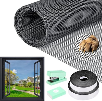 SnelShoppen - Vliegenscherm voor Ramen 120 x 250 cm, Insectenbescherming, Geen Boren, Katbestendig, Mosquito Net, Glasvezel, Op Maat Knipbaar