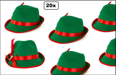 20x Tirolerhoed heren groen populair - Oktoberfest Apres ski festival uitdeel bierfeest themafeest Oktoberfeest hoed