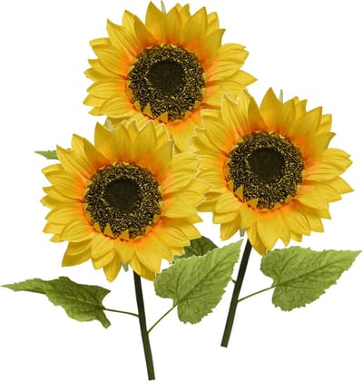 Bellatio Design Kunstbloem Zonnebloem tak - 3x - 76 cm - geel - kunst zijdebloem - decoratie bloemen