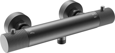Wiesbaden Ribbd thermostatische douchemengkraan hartafstand 15 cm gunmetal
