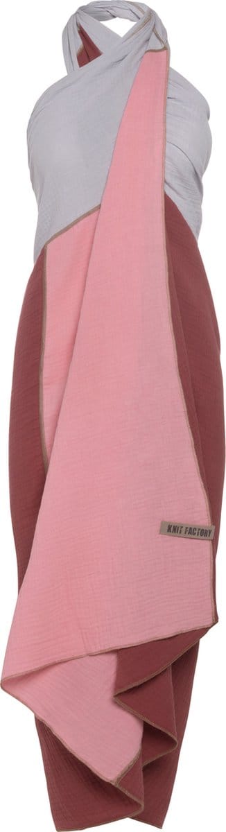 Knit Factory Fay Pareo - XL Sjaal - Sarong - Stranddoek - Strandlaken - Strandjurk voor Dames - Stone Red/Roze - Duurzaam & Milieuvriendelijk - 100% Biologisch katoen