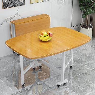 Multifunctionele eettafel Opklapbare tafel, houten uitschuifbare keukentafel, met beweegbare wielen die ruimte besparen, ontwerp met ronde rand, voor woonkamer en eetkamer. ( Color : C , Size : (100*6