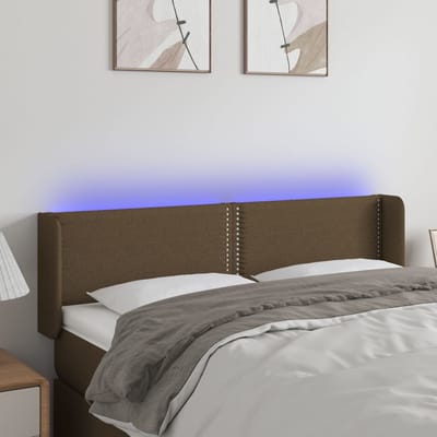 vidaXL Hoofdbord LED 147x16x78/88 cm stof donkerbruin