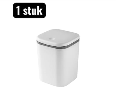 1 stuk - Prullenbak - Mini-prullenbak - Compacte prullenbak met deksel - Stijlvolle mini-prullenbak voor kantoor en slaapkamer - Wit