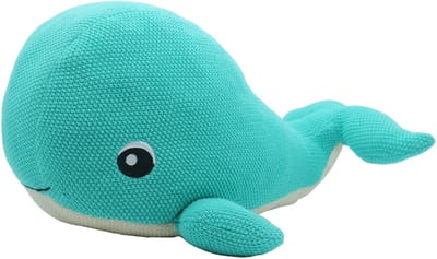 Cute since 1999 - Katoenen knuffel walvis - Aquagroene walvis speelgoed- Baby knuffel - 38cm