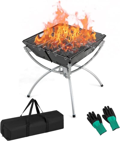 Buitenhaard Vuurkorf - Terrashaard Grill - Gezellig Buiten - 3-in-1 Multifunctioneel - 45x45x49 cm - Zwart