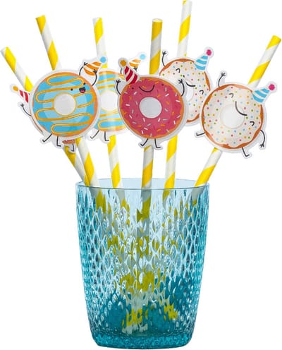 Boland - Set 6 papieren rietjes Donut - Pastel - Pastel