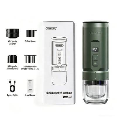 Draagbare Elektrische Espressomachine - Draagbaar Koffiezetapparaat - 7500 mAh batterij - 20 bar druk - Voor Onderweg, Reizen en Camping- 100 ml - - Espresso - Nespresso - Dolce Gusto - Capsule Koffie - Gemalen Koffie - groen