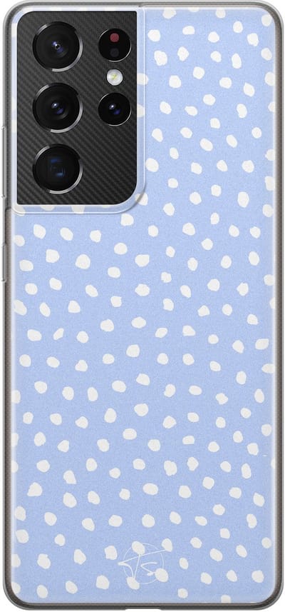 Hoesje geschikt voor Samsung Galaxy S21 Ultra - Paars lila stippen - Soft Case - TPU - Gestipt - Paars - Mooie Telefoonhoesjes