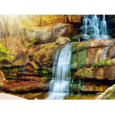 Diamond Painting Cross Stitch Kit - Zonneschijn Waterval Kristalsteentjes Borduren 20X30CM beige