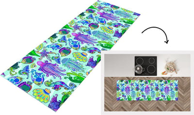 Keukenloper - Loper keuken - Dieren - Regenboog - Vissen - Patronen - 150x50 cm - Keukenloper vinyl
