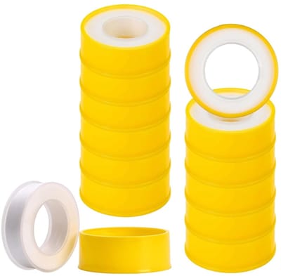 Set van 12 Rollen PTFE DVGW Teflon Tape, 15 mm x 12 m, Wit, Voor Gas, Water en Verwarmingssystemen, Temperatuurbereik -60°C tot 240°C, Dichtingstape voor Schroefdraad