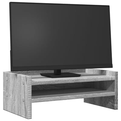 vidaXL - Monitorstandaard - 42x24x16 - cm - bewerkt - hout - grijs - sonoma - eiken