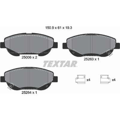 Remblokset TEXTAR 2500601, voor