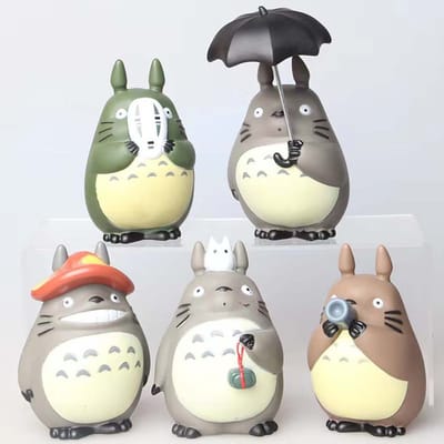 verkocht 5 stuks cartoon Totoro Figuur Mini Beeldje Schattige Speeltjes Kamer Decoraties Kawaii Figuurtjes Speelgoed Kinder Cadeaus Verzamelingen gray
