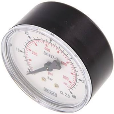 0..60 Bar Manometer Achteraansluiting Kunststof/Messing 63 mm Klasse 2.5
