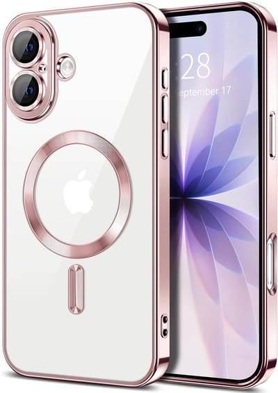 Hoesje Geschikt voor iPhone 17 Hoesje - Geschikt voor MagSafe - Arara siliconen Backcover - Rosegoud