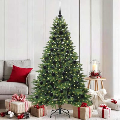 vidaXL - Kunstkerstboom - met - 300 - LED - met - standaard - Groen - 180 - cm - PE - en - PVC