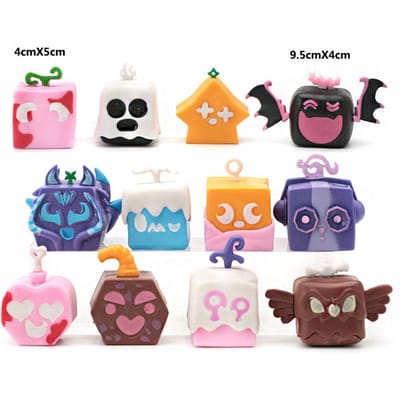 12/24 Stuks Blox Fruits Model Actie Model Speelgoed Collectie Cartoon Vierkant Duivel Collectie Figuur Speeltjes voor Kerst Kind Verjaardagscadeau pink