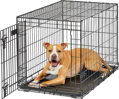 Famanu - Opvouwbare hondenbench met enkele deur en scheidingspaneel, 92 cm, zwart