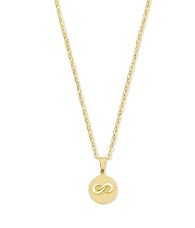 CO88 Collection 8CN-26426 Stalen Ketting met Hangertje - Infinity - 15mm - 40+5cm - Ankerschakel - 1,5mm - Cadeau voor haar - Staal -Goudkleurig