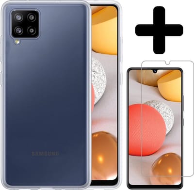 Hoesje - Met Screenprotector - Geschikt voor Samsung Galaxy A42 - Sterk & Shockproof - Back Cover - Siliconen Case - Telefoon Hoes - Telefoonhoesjes - Transparant