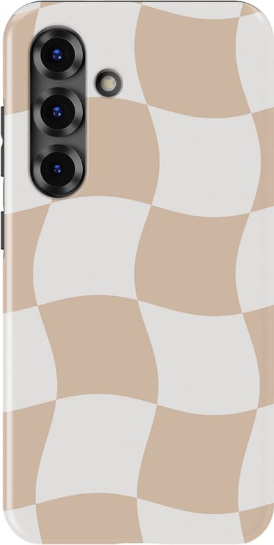 Checkered Warp Hoesje Samsung Galaxy S25 FE | Geschikt Voor Mag | Uniek Design Hoesje | Beschermhoes Samsung Galaxy S25 FE Linen Grid