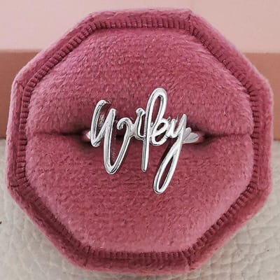 Nouvelle Bague Tendance en Argent Sterling 925 Wifey Pour Fille Amoureux Amour Cadeau Saint-Valentin Bijoux 7 argenté