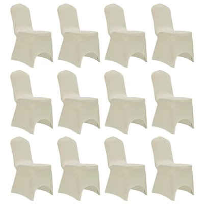 vidaXL - Stoelhoezen - stretch - 12 - st - crème