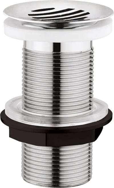 Afvoer voor wastafel met vrijloop zonder overloop, diameter 63 mm voor dikke werkbladen, verchroomd
