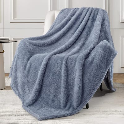 Exclusivo Mezcla Pluche Fuzzy Grote Fleece Gooi Deken (127x178cm, Stone Blue) - Zacht, Warm & Lichtgewicht