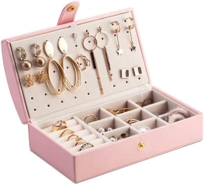 Sieradendoos Organizer - Sieradenkistje Opberger - Sieraden Opbergen - Dubbellaags Ontwerp - 17x9x6cm - Roze