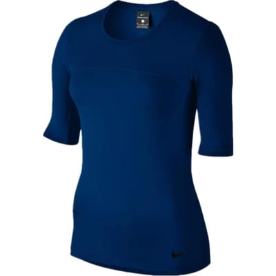 Nike Pro Effen Kleur Training Ademend Sneldrogend T-shirt met Korte Mouwen Dames Tops Diepblauw 832055-433 XL blue