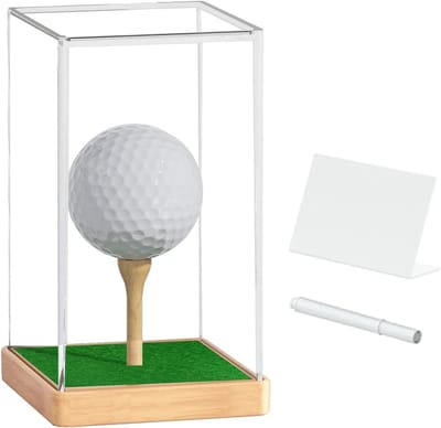 Golfbal Display - Verzamelstandaard - Verzameling Tonen - Stabiele Houten Basis - 8 x 7.5 x 12.5 cm - Transparant