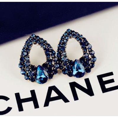 Nieuwe Natuurlijke Mode Blauwe Zirkoon Waterdruppel Diamant Saffier Mode Oorknopjes Zomerse Stijl Pendientes gray