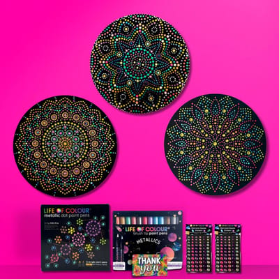 Life Of Colour mandala schilderen dot painting set sterrenbeelden 3 stuks.