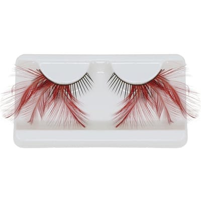 Faux Cils à Coller Plumes Rouges 1 Paire
