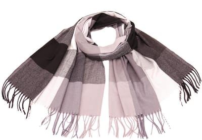 Sjaal herfst/winter met blokprint 180/68cm grijs/zwart