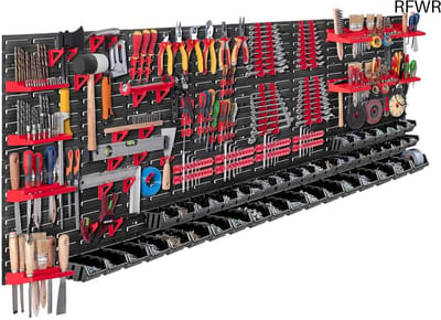 RFWR® Groot Gereedschapswandrek met Opslagsysteem - 232 x 78 cm, Uitbreidbare Wandplaten voor Werkplaats en Garage