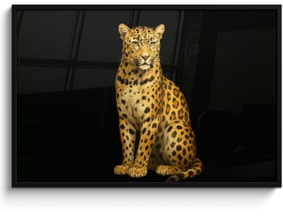 Poster in lijst - Fotolijst 120x80 cm - Posters - Panter - Realistisch - Bruin - Posterlijst zwart - Decoratie - Wanddecoratie woonkamer - Muurdecoratie slaapkamer