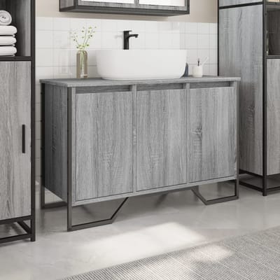 vidaXL - Wastafelkast - 91x35x60 - cm - bewerkt - hout - grijs - sonoma - eikenkleurig