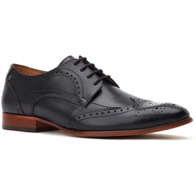 Base London Barbera Excel Leren Heren Zwarte Brogues Schoenen