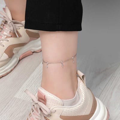 Zilveren Enkelbandje Dames - Druppel Design - Handgemaakt - 925 Sterling Zilver - Met Steentjes - Zomers & Elegant