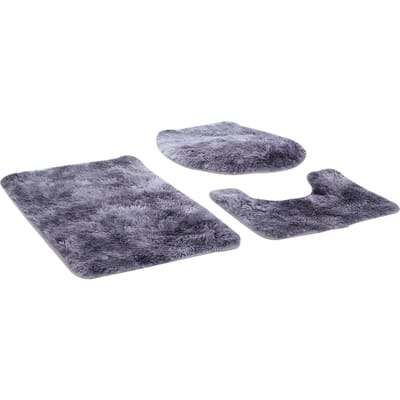 Ensemble de 3 tapis de bain doux antidérapants couverture de couvercle de toilette tapis de bain tapis contour décoration de maison violet violet