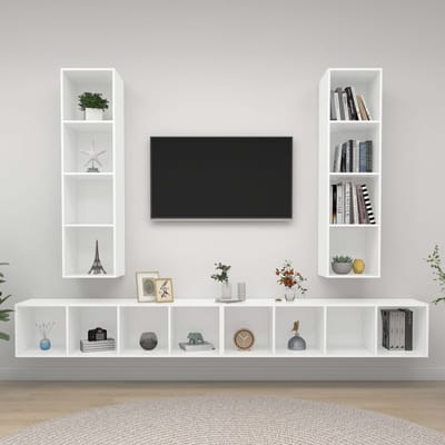 vidaXL - Tv-wandmeubelen - 4 - st - bewerkt - hout - wit