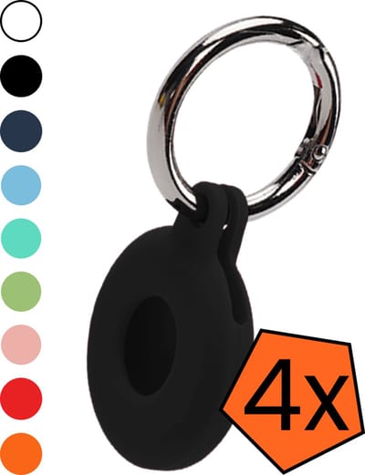 Hoesje Geschikt voor Apple AirTag 2e generatie Sleutelhanger Hoes Siliconen Hoesje - Siliconen Hoesje Geschikt voor Apple AirTag 2 - Sleutelhanger Hoesje - Zwart - 4 PACK
