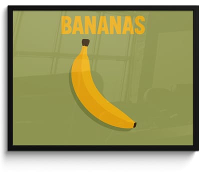 Poster in lijst - Fotolijst 70x50 cm - Posters - Banaan - Minimalistisch - Geel - Posterlijst zwart - Decoratie - Wanddecoratie woonkamer - Muurdecoratie slaapkamer