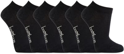 Bamboe sneakersokken | Verstevigde hak en teen | Kleur: Zwart | Maat: Diverse maten | 6 paar